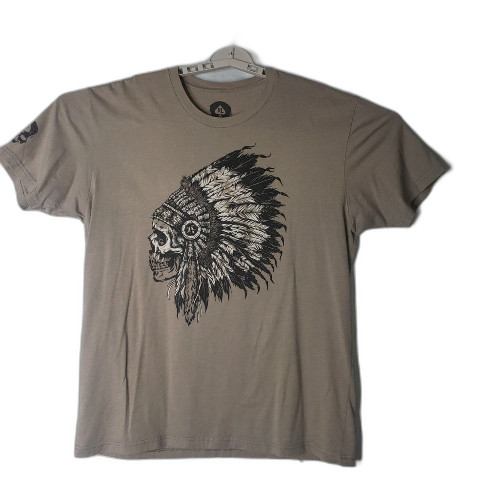 Wash With Souls Skull Indian Headdress T Shirt Native American Mens Size XL